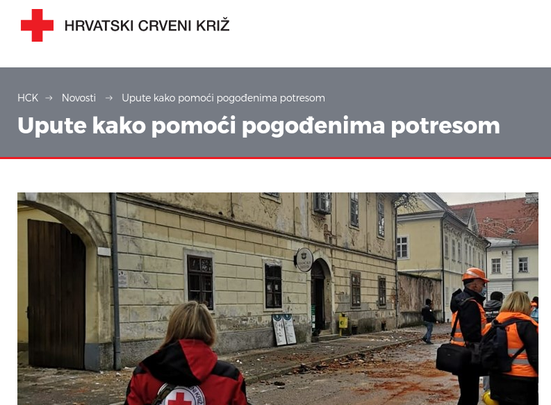 Hrvatski crveni križ upute za pomoć stradalima u potresu